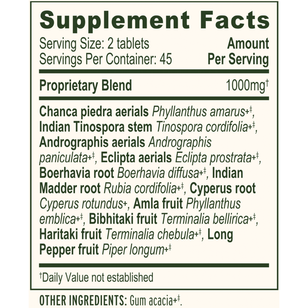 Liver Formula Supplement Facts Label
