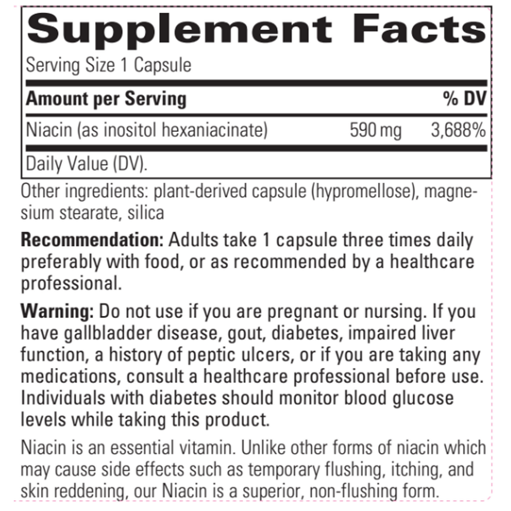 Niacin - Flush Free Supplement Facts Label
