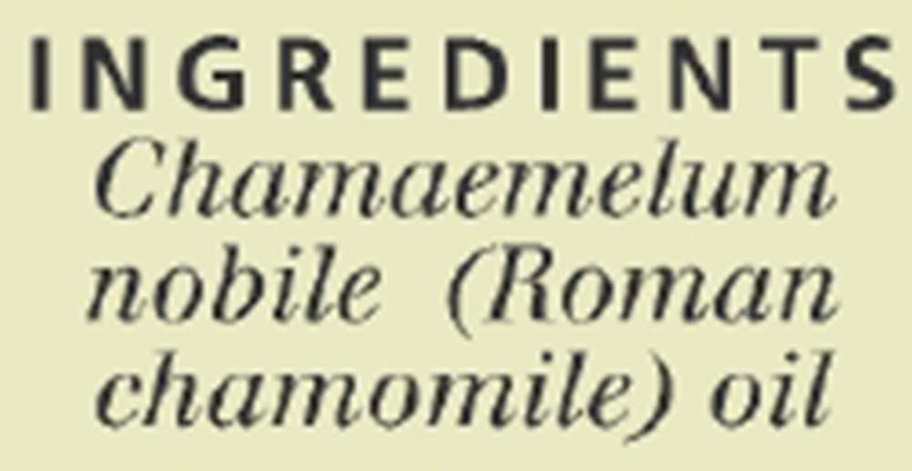 Roman Chamomile Essential Oil Supplement Facts Label
