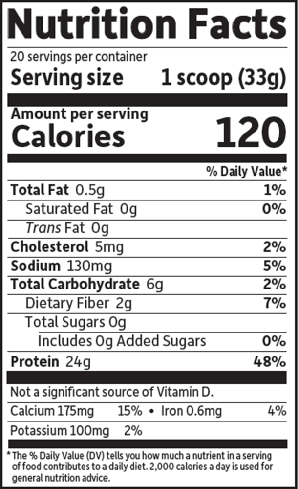 Sport Certified Whey Protein Chocolate Supplement Facts Label