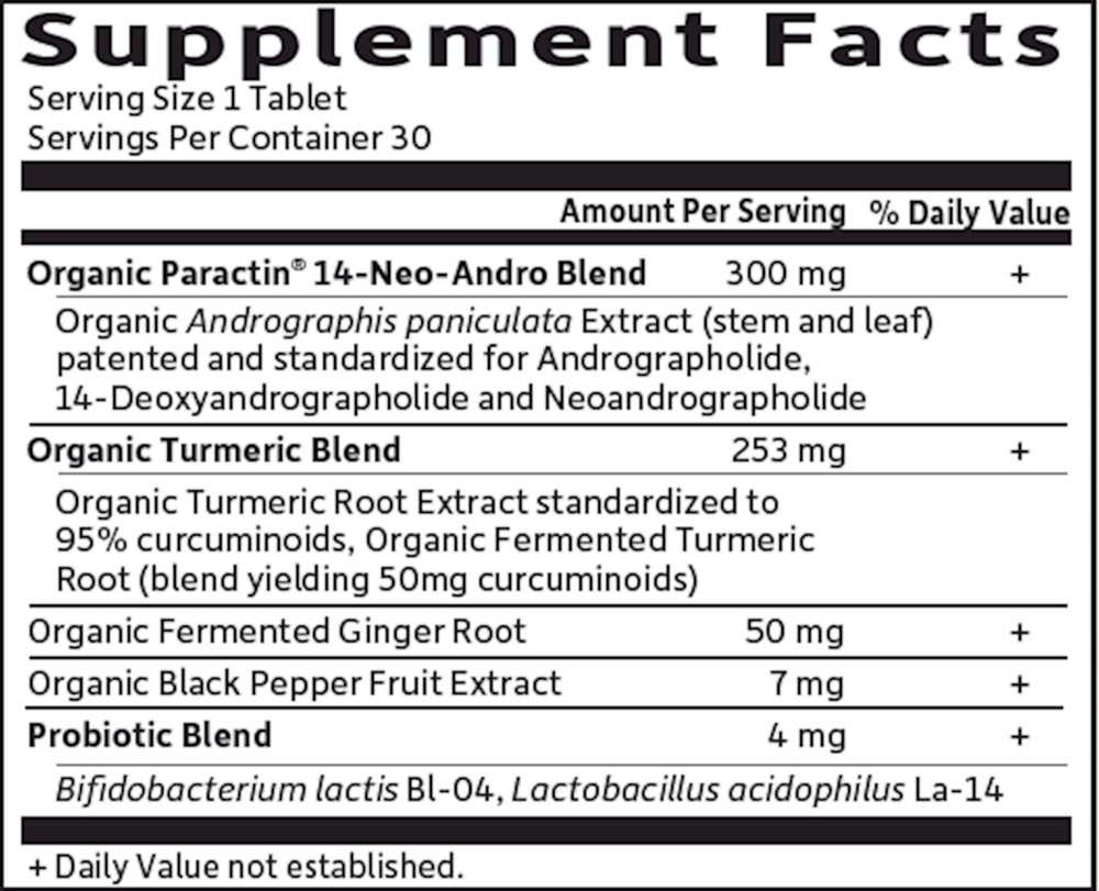 BACKORDER ONLY - Organics Turmeric Pain Relief Supplement Facts Label