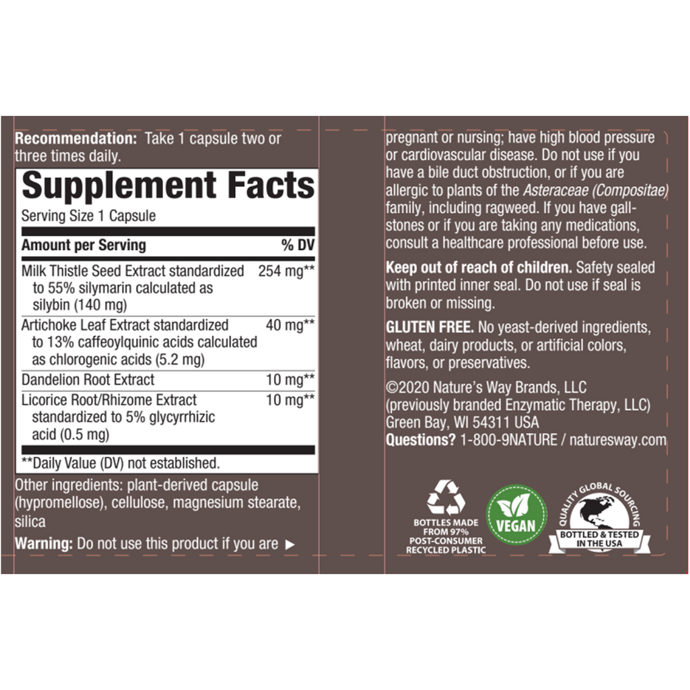 Super Milk Thistle Supplement Facts Label
