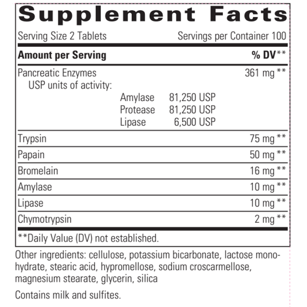 Bio-Zyme Supplement Facts Label