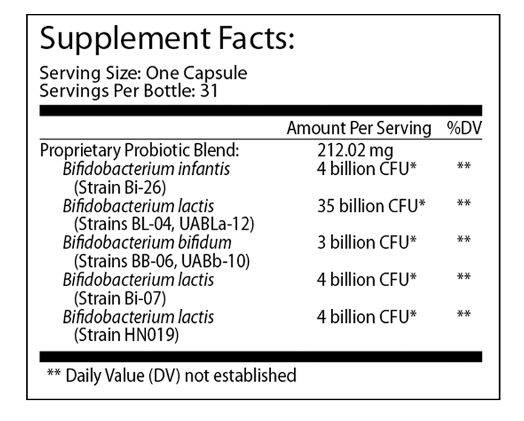 TruBifidoPRO Supplement Facts Label
