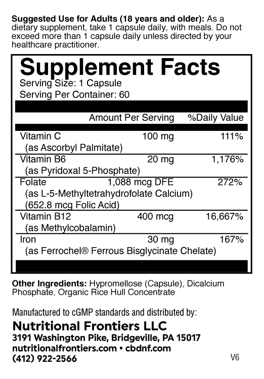 EZ Iron Supplement Facts Label