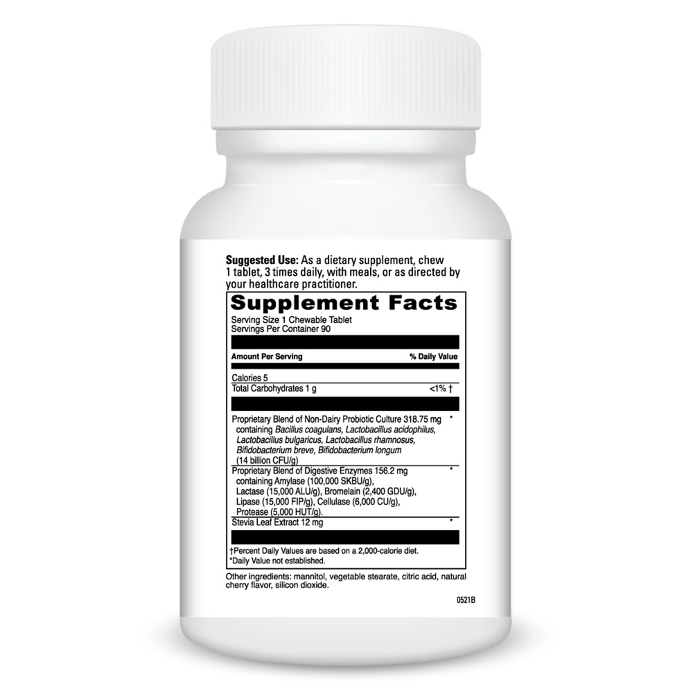Digestive Enzymes Chewable Cherry Flavor Supplement Facts Label