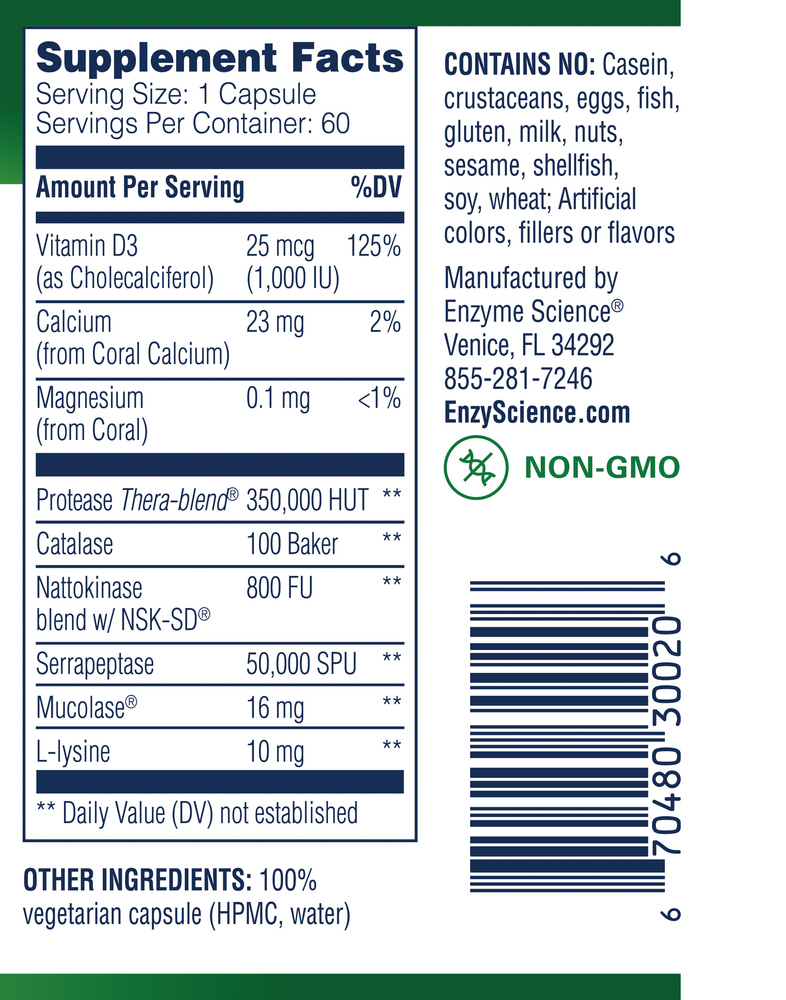 Enzyme Defense Pro Supplement Facts Label