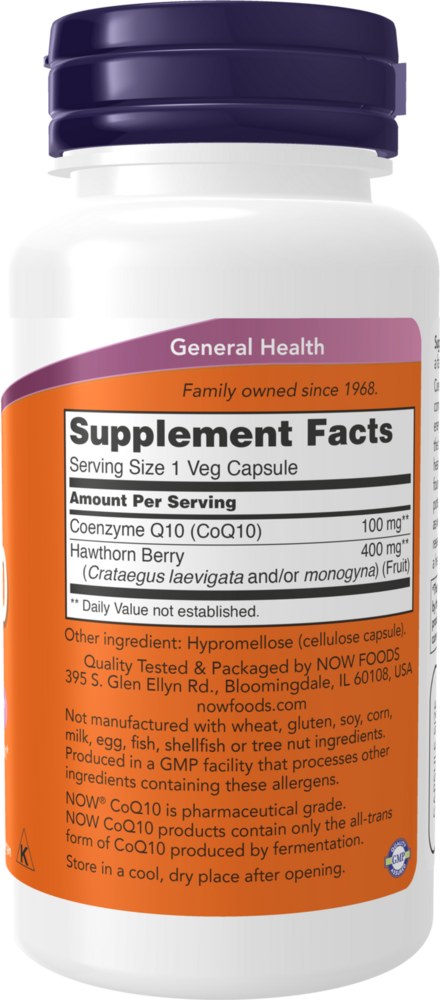 CoQ10 100 mg - 90 Capsules Supplement Facts Label
