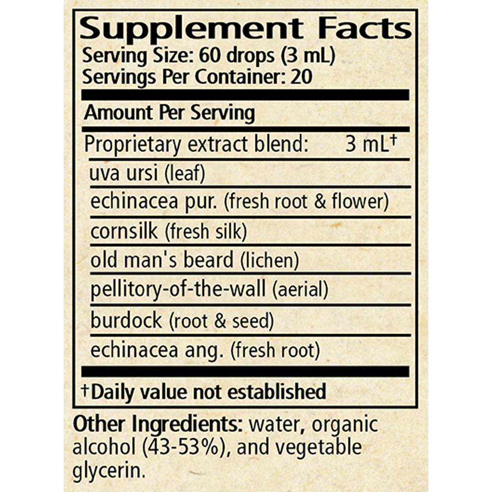 Urinary Tract Formula Supplement Facts Label