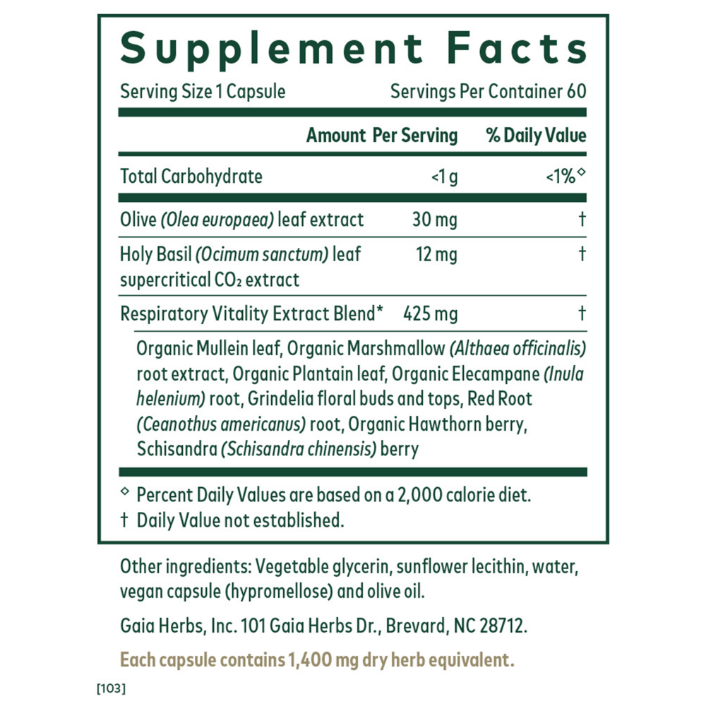 Daily Lung Formula Supplement Facts Label