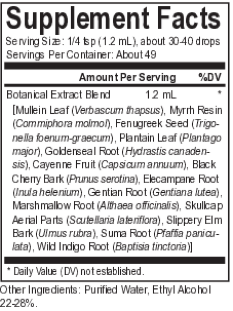 Core Myrrh Blend Supplement Facts Label