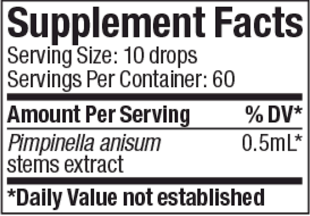 Pinella Supplement Facts Label