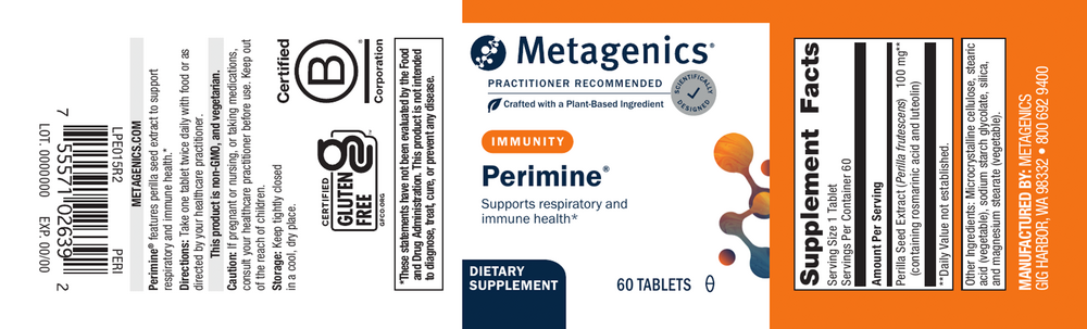 Perimine Supplement Facts Label