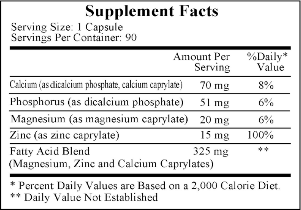 Kaprycidin-A Supplement Facts Label