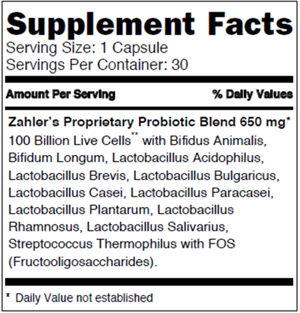BioDophilus 100 Billion Supplement Facts Label