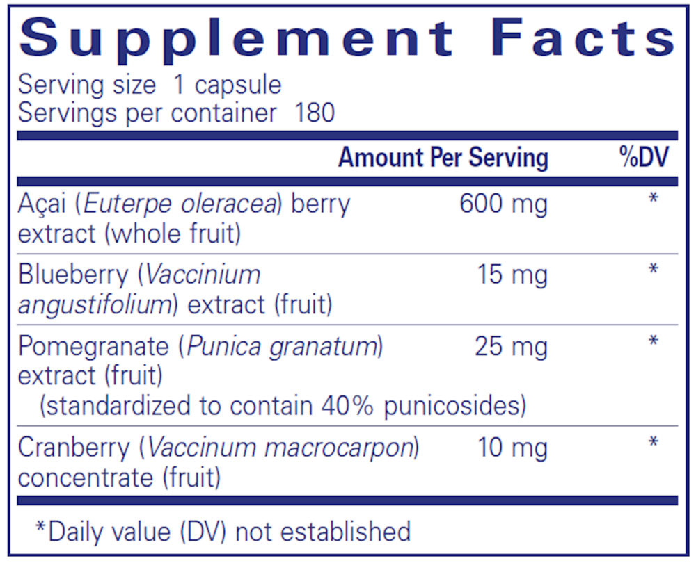 Acai 600 Supplement Facts Label