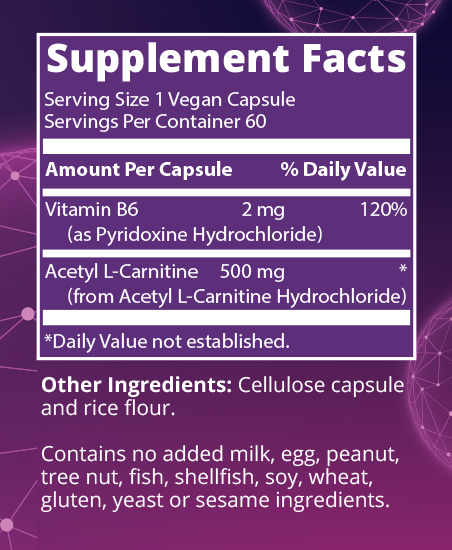 Acetyl L-Carnitine Supplement Facts Label