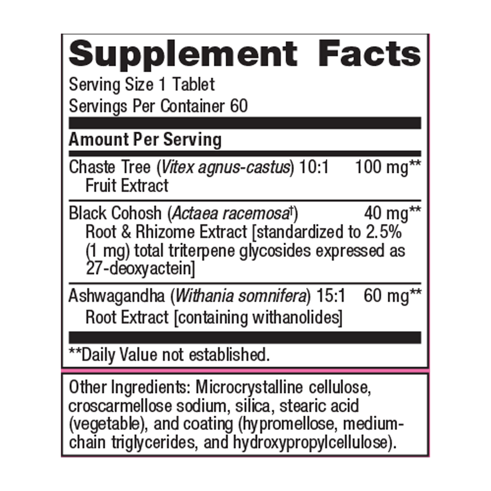 Chasteberry Plus Supplement Facts Label