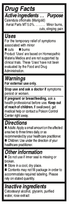 Calendula Cream Supplement Facts Label