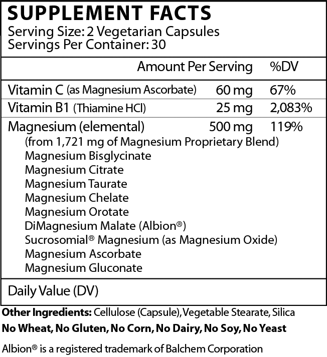 Magnesium-9 Complex Supplement Facts Label