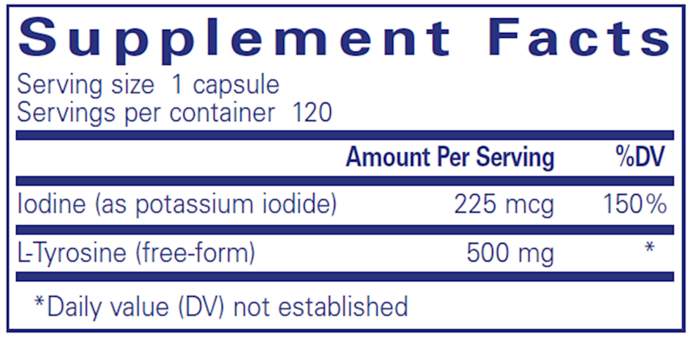 Iodine & Tyrosine Supplement Facts Label