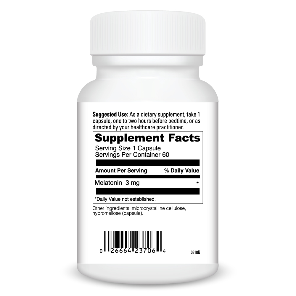 Melatonin 3 120 Capsules Supplement Facts Label