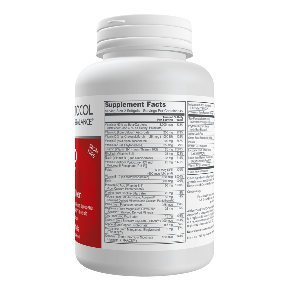 Ortho Multi for Men Supplement Facts Label