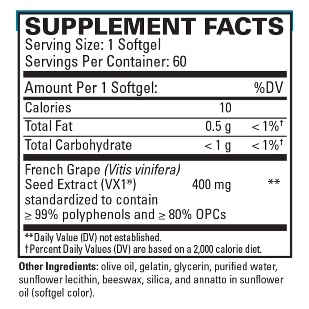 Clinical OPC Supplement Facts Label
