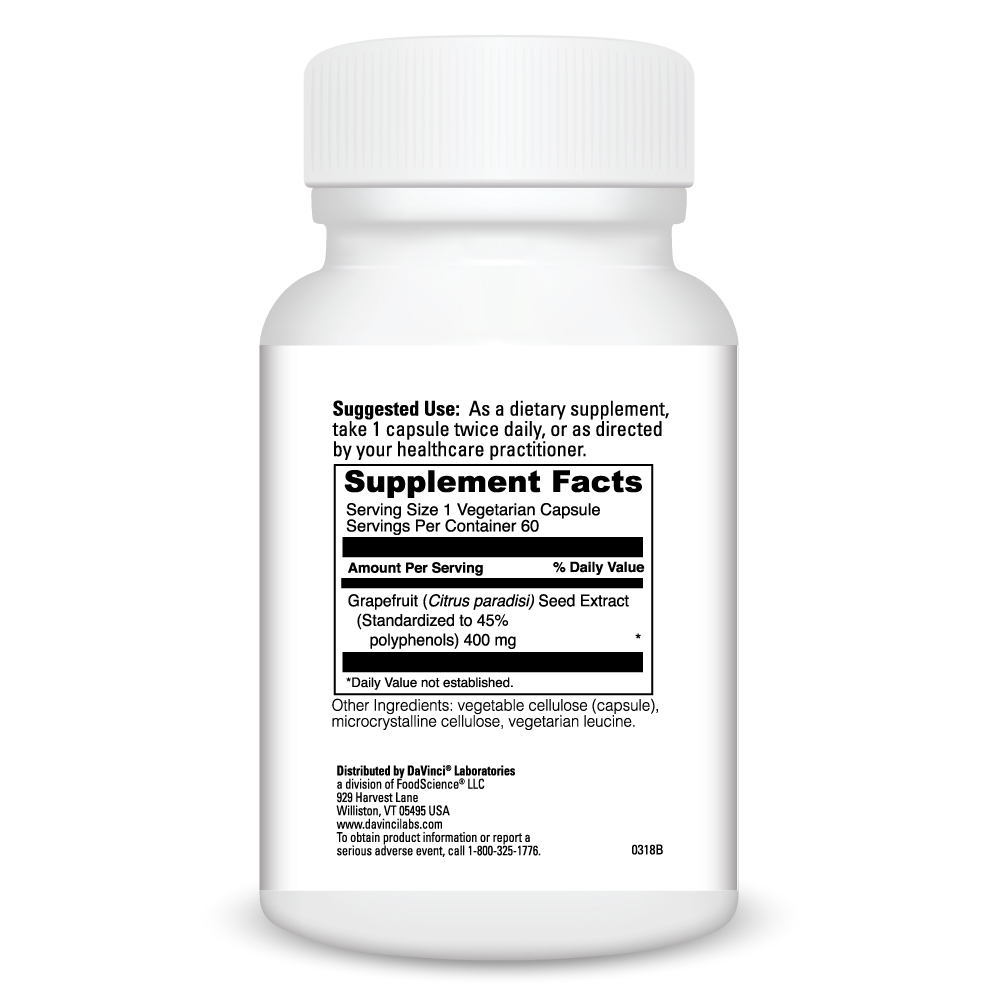 Grapefruit Seed Extract 400 mg Supplement Facts Label