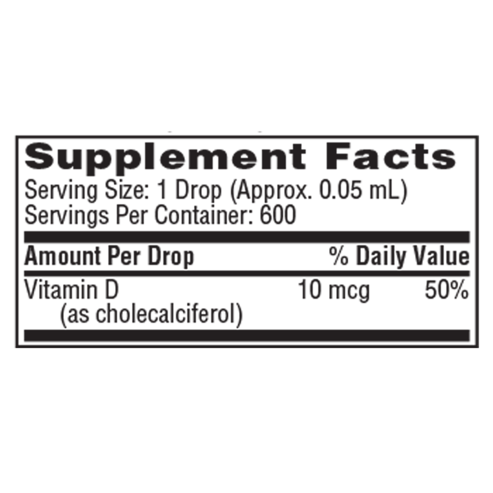 Micellized Vitamin D3 Supplement Facts Label