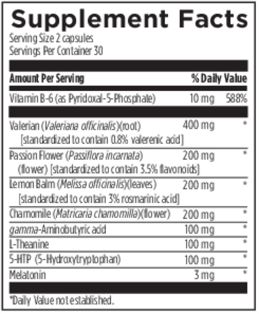 Sleep Complex Supplement Facts Label