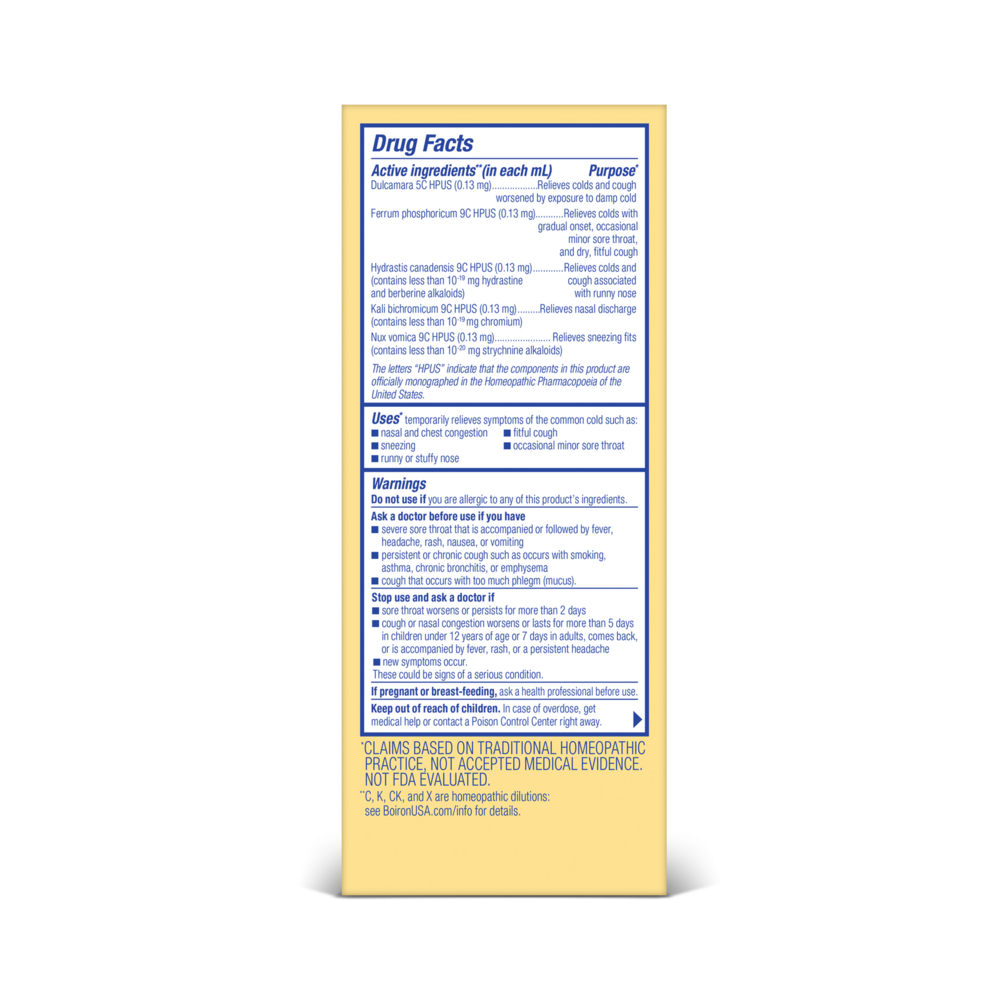 Chestal Adult Cough & Cold Supplement Facts Label