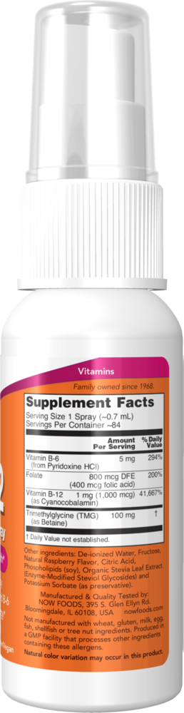 B-12 Liposomal Spray 1000 mcg Supplement Facts Label