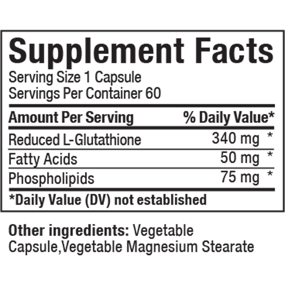 Liposomal Glutathione Supplement Facts Label