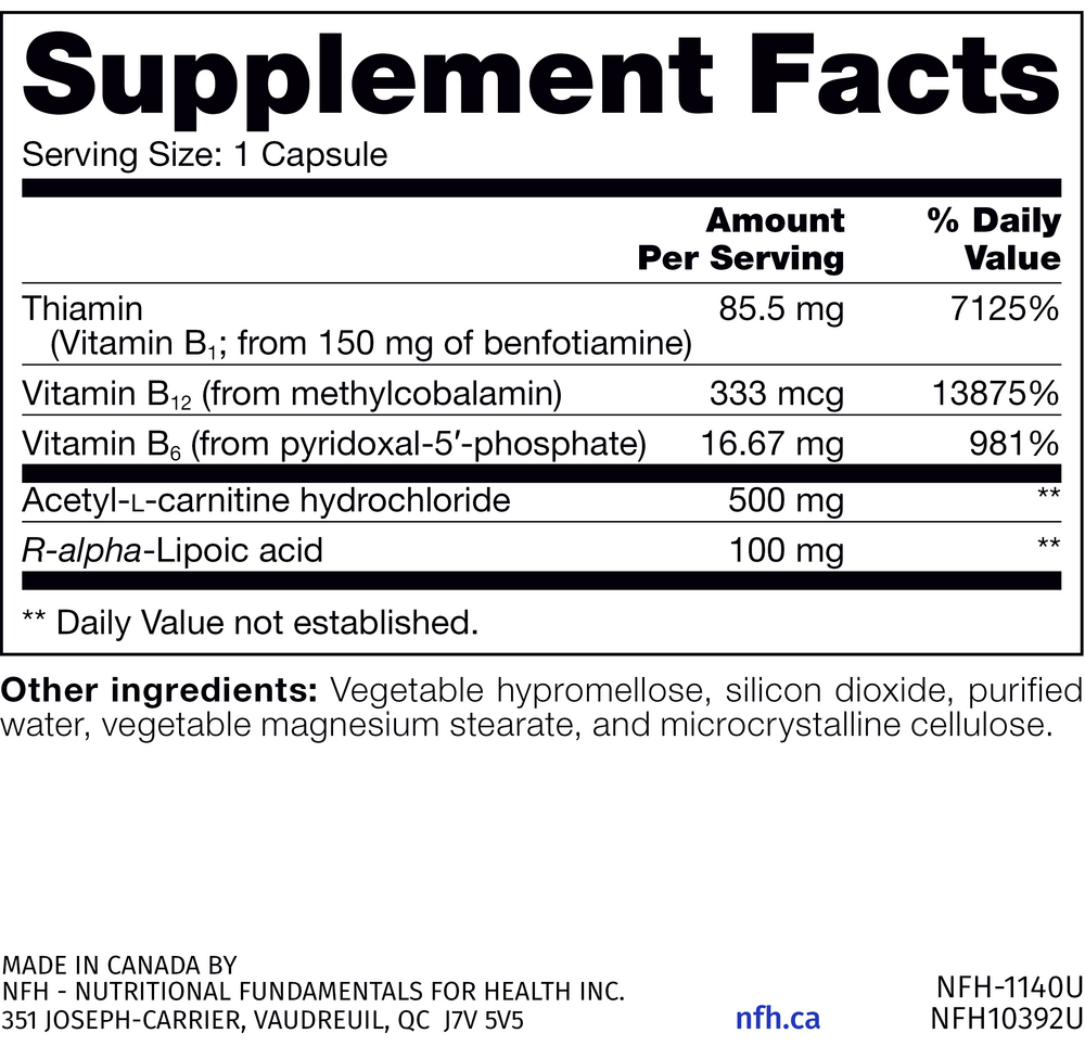 Nerve Support SAP Supplement Facts Label