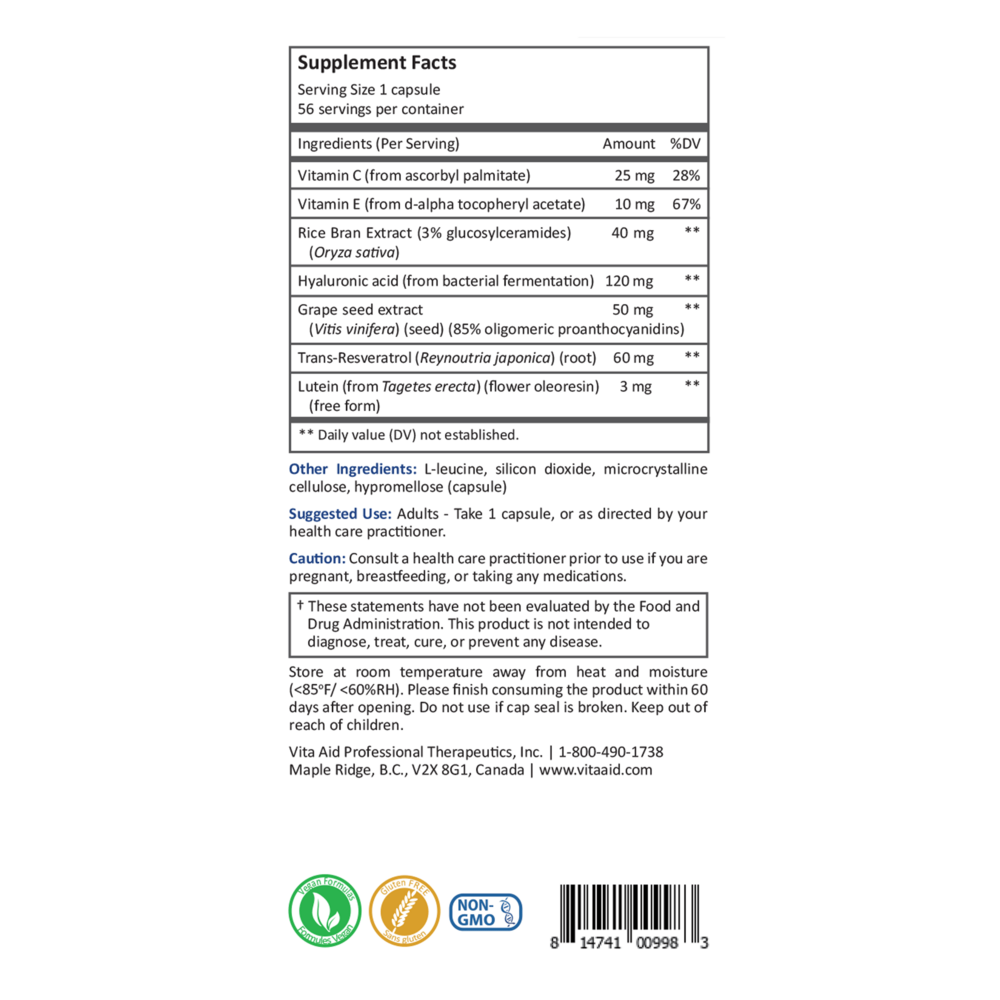 Eauderma Supplement Facts Label