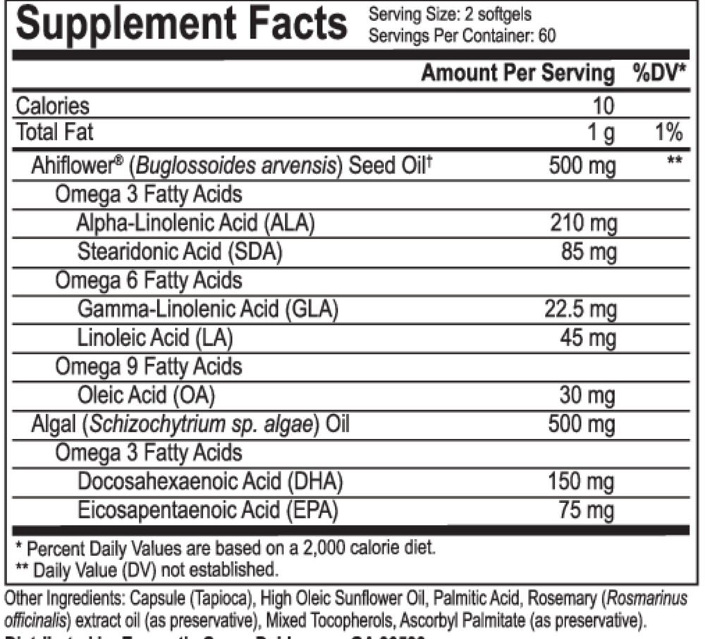 Phyto EFA Supplement Facts Label