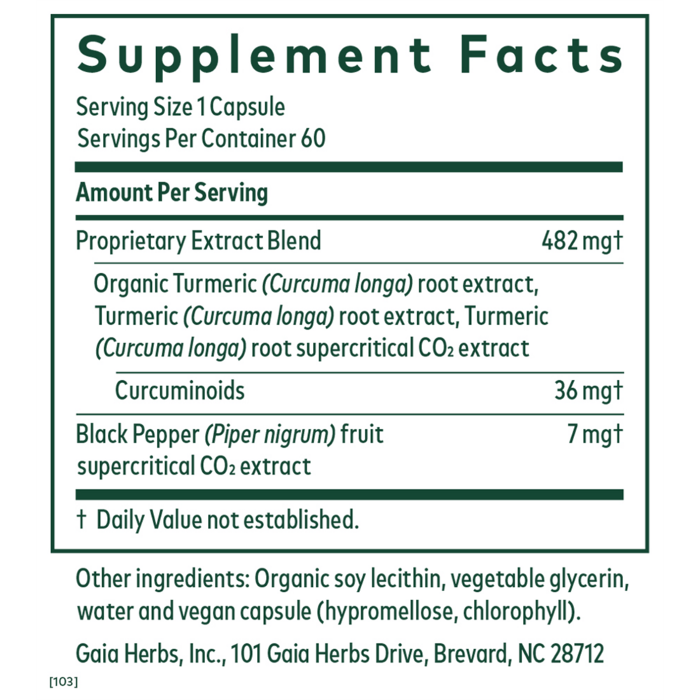 Curcuma Supreme NF-kB Formula 60ct Supplement Facts Label