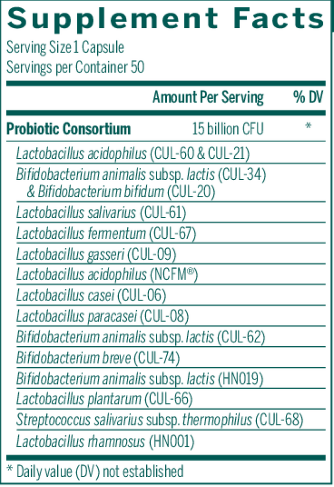 HMF Multi Strain (shelf-stable) Supplement Facts Label