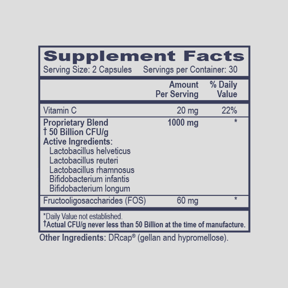 Gut Brain Symbiotic Supplement Facts Label
