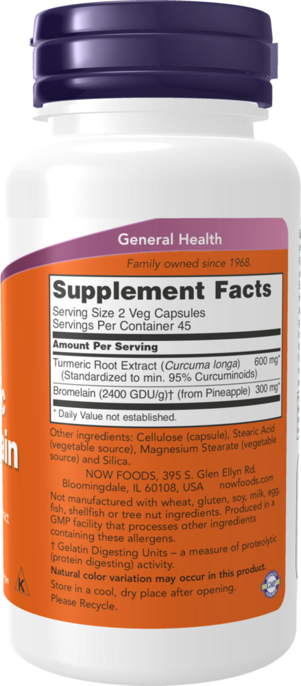 Turmeric & Bromelain Supplement Facts Label