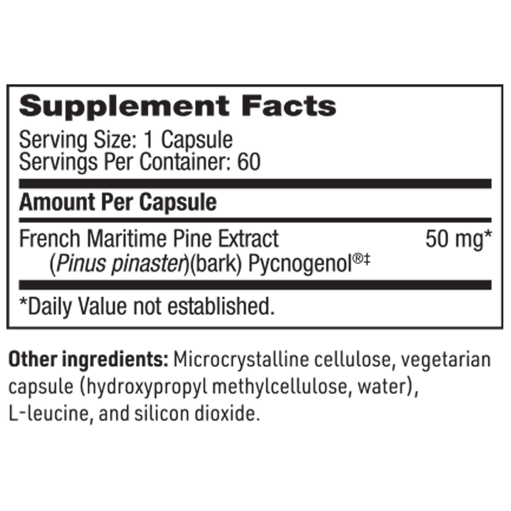 Pycnogenol Supplement Facts Label
