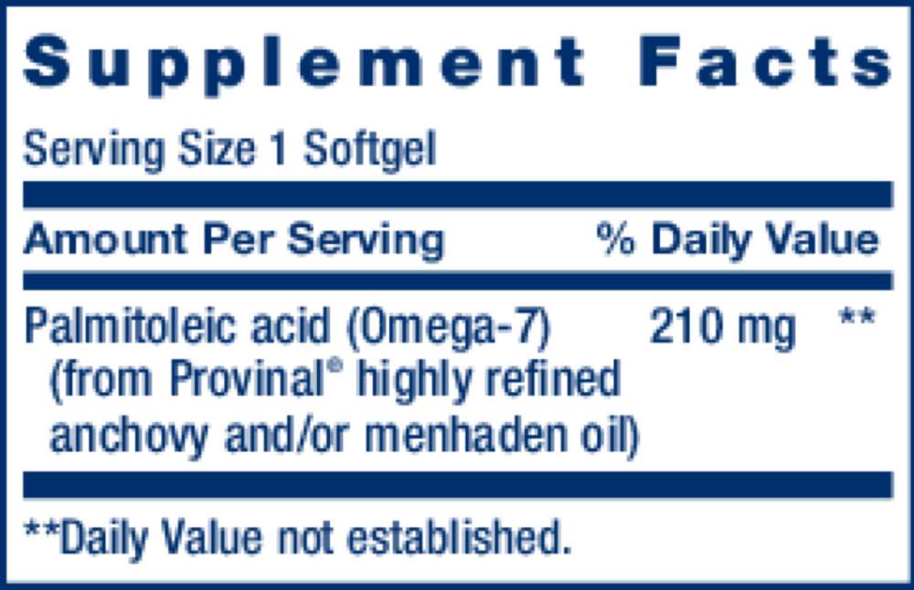 Provinal® Purified Omega-7 Supplement Facts Label