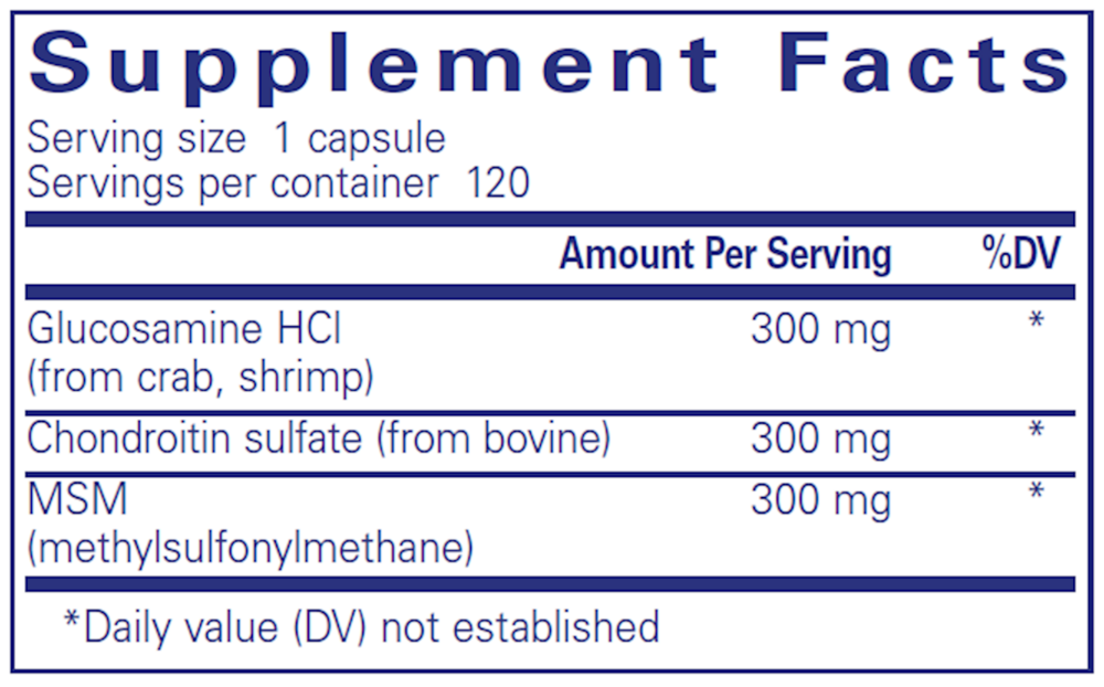Glucosamine Chondroitin W/ MSM 360 Count Supplement Facts Label
