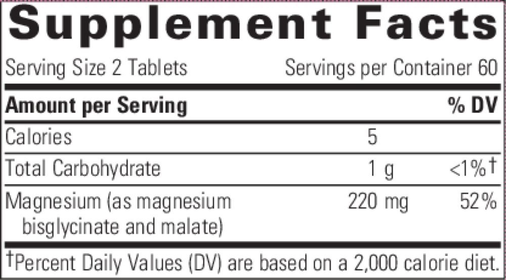 Magnesium Glycinate Plus Supplement Facts Label