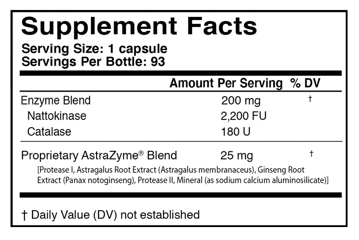NattoXym Supplement Facts Label