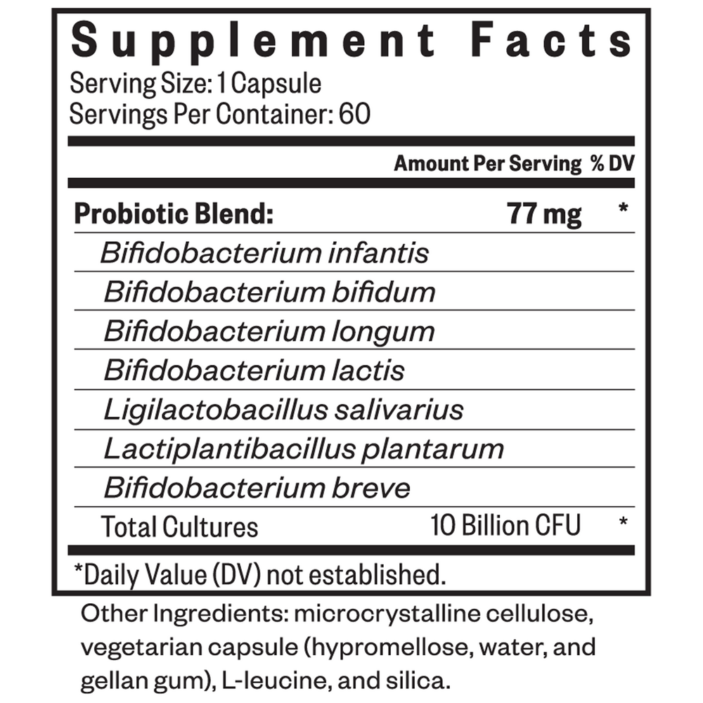 ProBiota HistaminX Supplement Facts Label