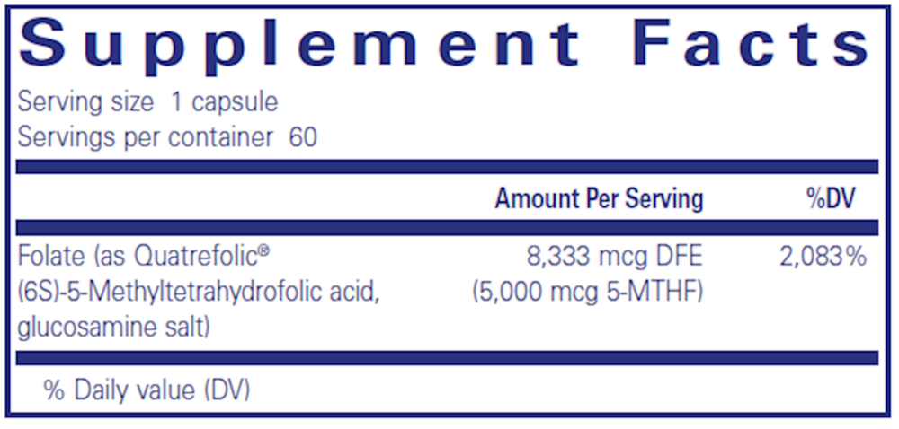 Folate 5,000 Supplement Facts Label
