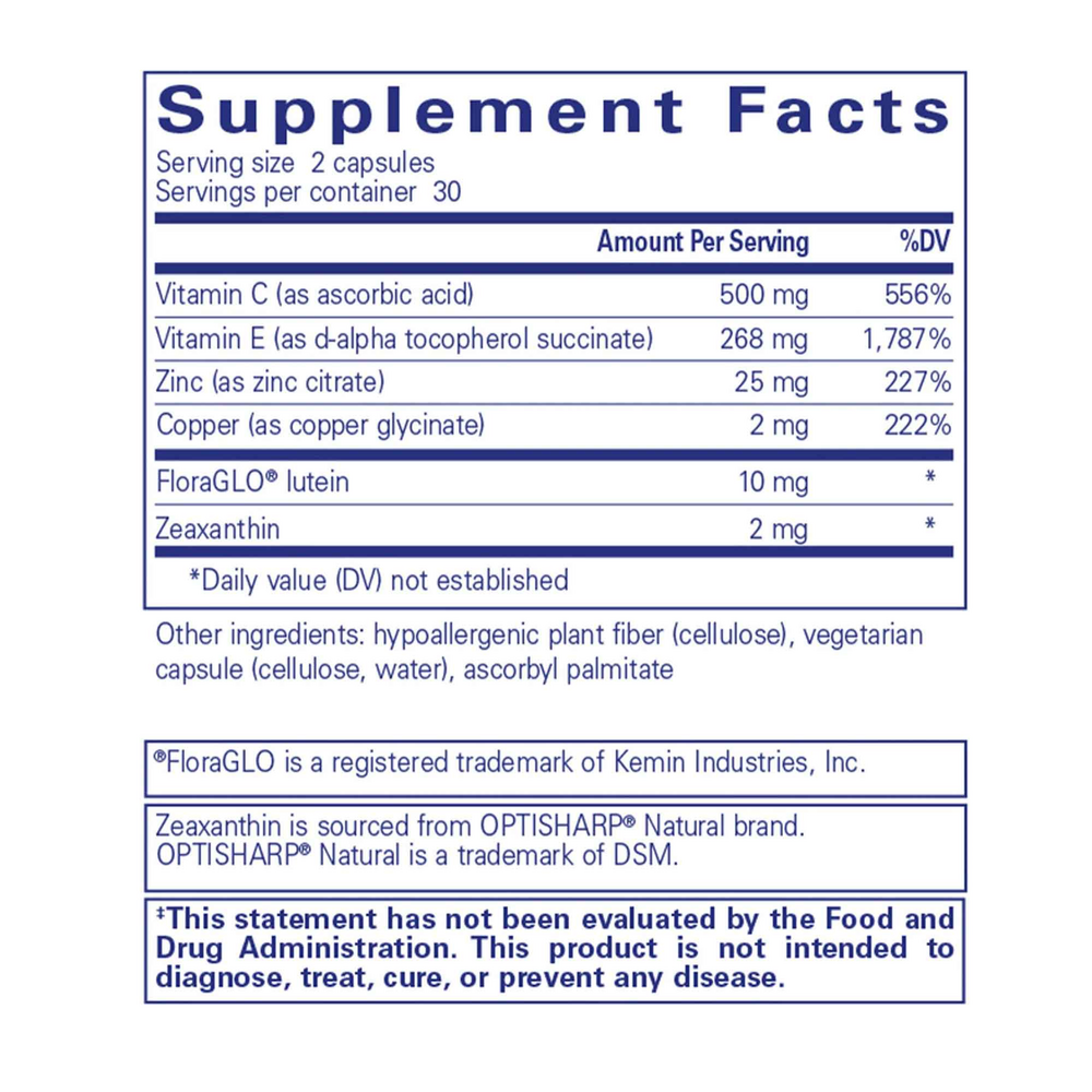 EyeProtect Basics Supplement Facts Label