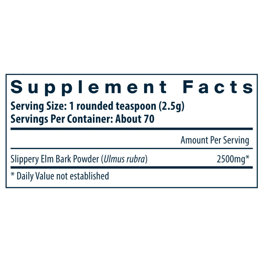 Slippery Elm Bark Powder Supplement Facts Label